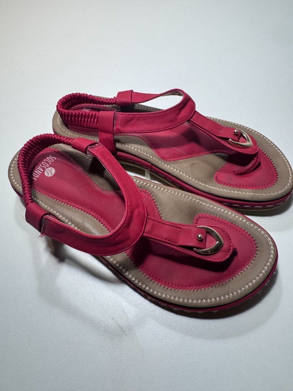 SoCoSand Pink Comfort Slingback Thong Sandals Women's Size 38 - Picture 7 of 7
